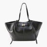 Everyday Leather Tote Bag with Front Closure Detail