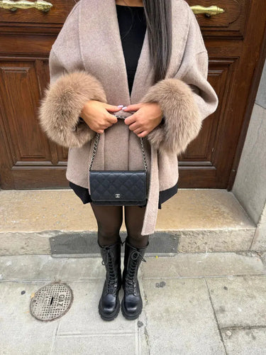 Faux Fur Belted Coat for Women with Elegant Detailing