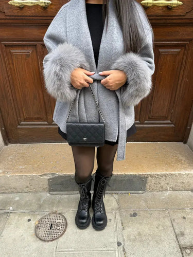 Faux Fur Belted Coat for Women with Elegant Detailing