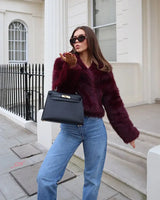 Faux Fur Coat with Wide Lapel Collar