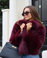 Faux Fur Coat with Wide Lapel Collar