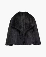 Faux Fur Coat with Wide Lapel Collar