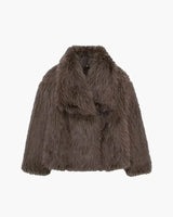Faux Fur Coat with Wide Lapel Collar