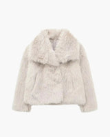 Faux Fur Coat with Wide Lapel Collar