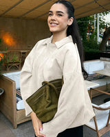 Faux Suede Bomber Jacket with Structured Collar