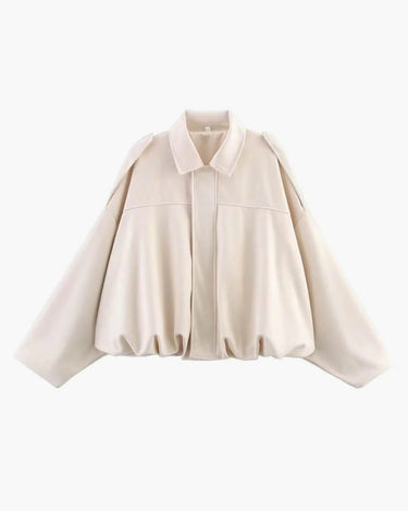 Faux Suede Bomber Jacket with Structured Collar