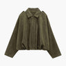 Faux Suede Bomber Jacket with Structured Collar
