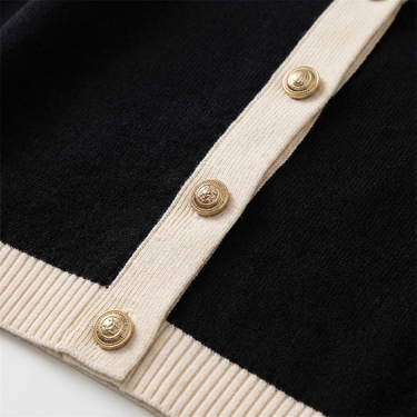Back view of fitted fine knit cardigan with structured finish