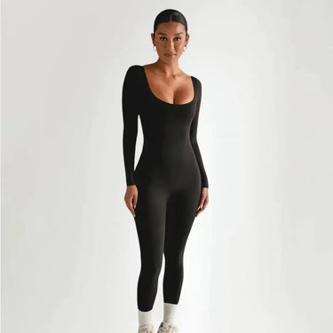 Fitted Ribbed Jumpsuit with Scoop Neck