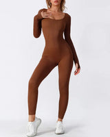 Fitted Ribbed Jumpsuit with Scoop Neck