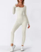 Fitted Ribbed Jumpsuit with Scoop Neck