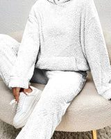 Fleece Lounge Set with High Neck Top and Relaxed Trousers