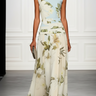 Floral Boat Neck Sleeveless Maxi Dress with Ruched Waist