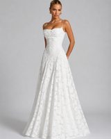 Rear view of the floral maxi dress highlighting the shoulder straps and open back