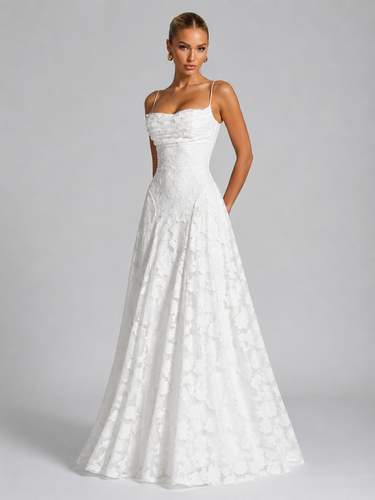 Rear view of the floral maxi dress highlighting the shoulder straps and open back