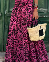 Floral Print Maxi Skirt with Smocked Waistband