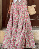 Floral Print Maxi Skirt with Smocked Waistband