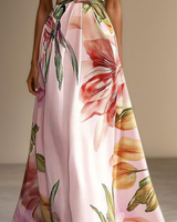 Floral Satin One-Shoulder Maxi Dress with Belted Waist
