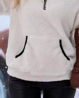 Back view of the relaxed-fit teddy fleece pullover