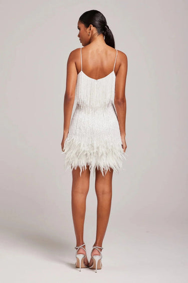 Fringe Feather Mini Dress with Spaghetti Straps
