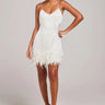 Fringe Feather Mini Dress with Spaghetti Straps
