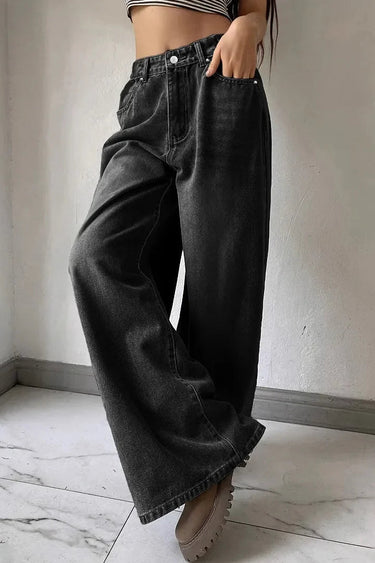 Full-Length Wide-Leg Jeans with Five Pockets