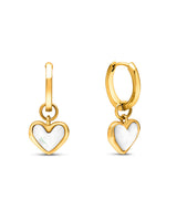 Gold-Plated Quartz Heart Huggie Earrings