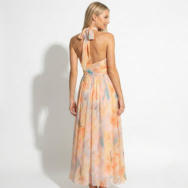 Halter Neck Maxi Dress with Cinched Waist
