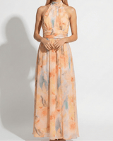 Halter Neck Maxi Dress with Cinched Waist