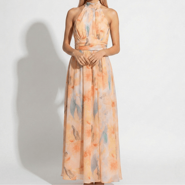 Halter Neck Maxi Dress with Cinched Waist