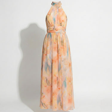 Halter Neck Maxi Dress with Cinched Waist