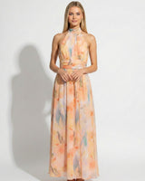 Halter Neck Maxi Dress with Cinched Waist
