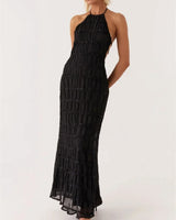 Halter Neck Maxi Dress with Open Back Detail