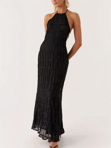 Halter Neck Maxi Dress with Open Back Detail