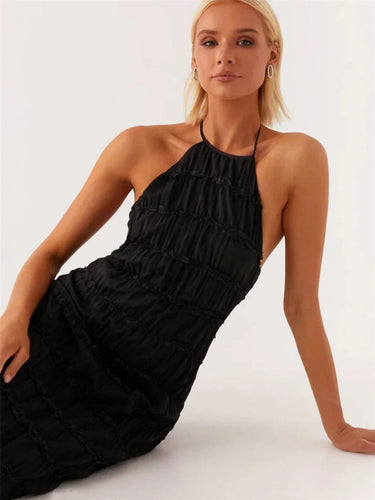 Halter Neck Maxi Dress with Open Back Detail