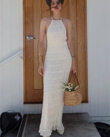Halter Neck Maxi Dress with Open Back Detail