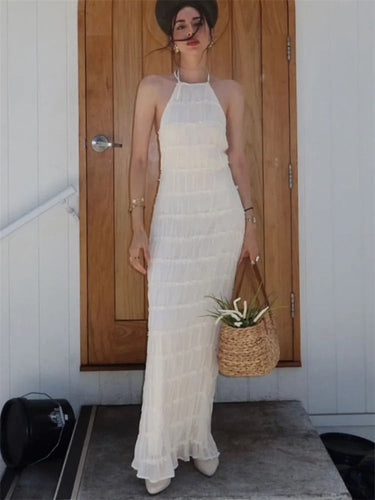Halter Neck Maxi Dress with Open Back Detail