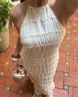 Halter Neck Maxi Dress with Open Back Detail