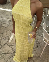 Halter Neck Maxi Dress with Open Back Detail