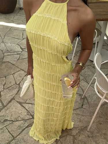 Halter Neck Maxi Dress with Open Back Detail