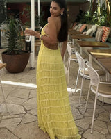 Halter Neck Maxi Dress with Open Back Detail