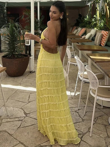 Halter Neck Maxi Dress with Open Back Detail