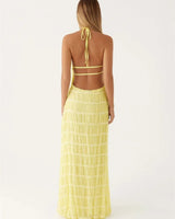 Halter Neck Maxi Dress with Open Back Detail