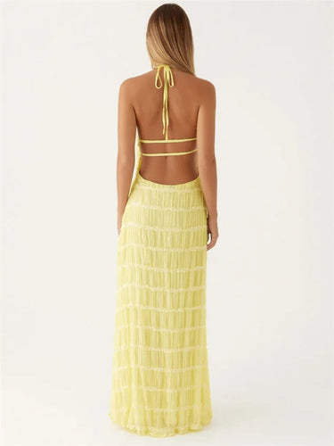 Halter Neck Maxi Dress with Open Back Detail