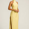 Halter Neck Maxi Dress with Side Slit and Tie-Back