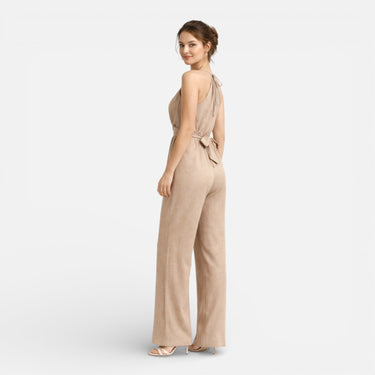 Halter Neck Wide-Leg Jumpsuit with Wrap Bodice