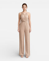 Halter Neck Wide-Leg Jumpsuit with Wrap Bodice