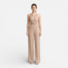 Halter Neck Wide-Leg Jumpsuit with Wrap Bodice