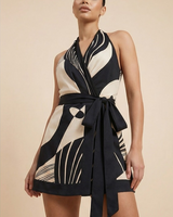 Halter Wrap Mini Dress with Tie Waist