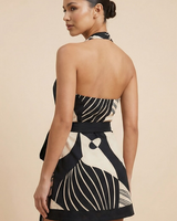 Halter Wrap Mini Dress with Tie Waist